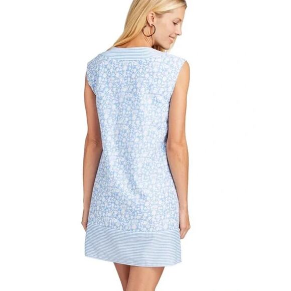 Vineyard Vines Otomi Border Tunic Dress Floral Striped V-Neck Sleeveless Mini - Picture 5 of 15